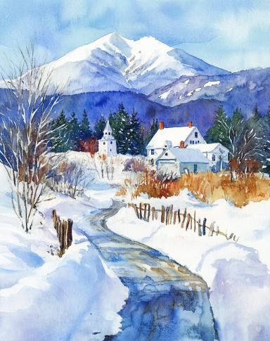 watercolor of Mount Washington