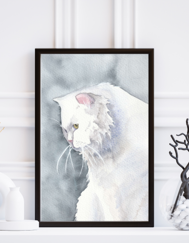 cat watercolor painting