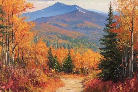oil painting of mount washington nh in fall